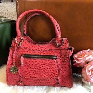 Red ostrich London Fog bag